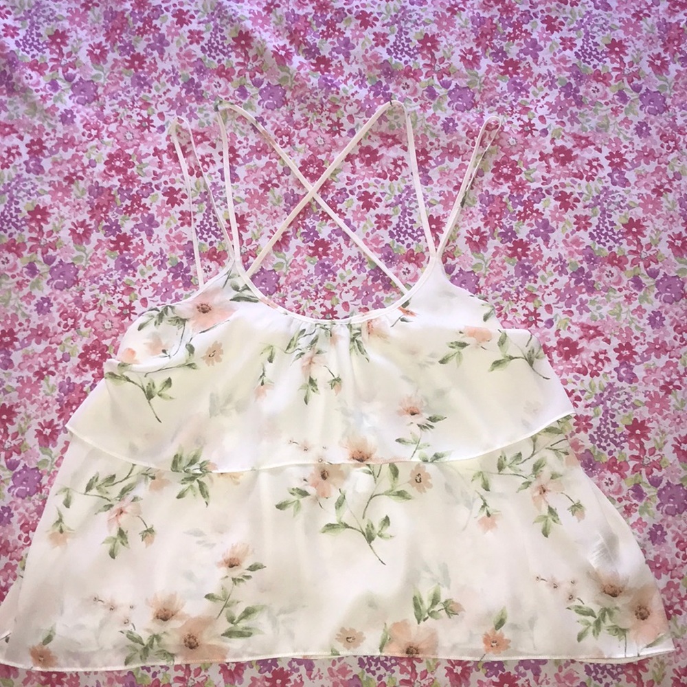 Forever 21 lacy and strappy flower patterned top